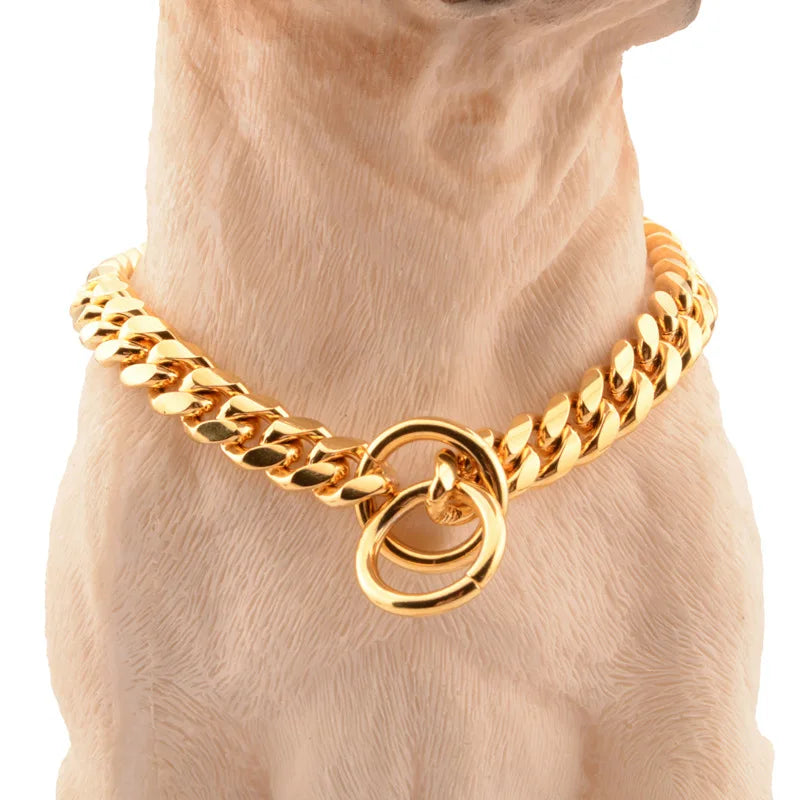 Luxury Dog Collar Gold Pet Necklace Dog Chain Choker for Pitbull Bulldog Teddy French Bulldog Metal Collar Pets Jewelry Products