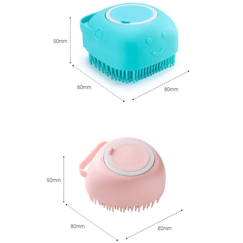 Dog Cat Bath Brush Soft Safe Silicone with Shampoo Box Pet Bathroom Massage Gloves Dog Cat Cleaning Grooming Tools Pet Supplies