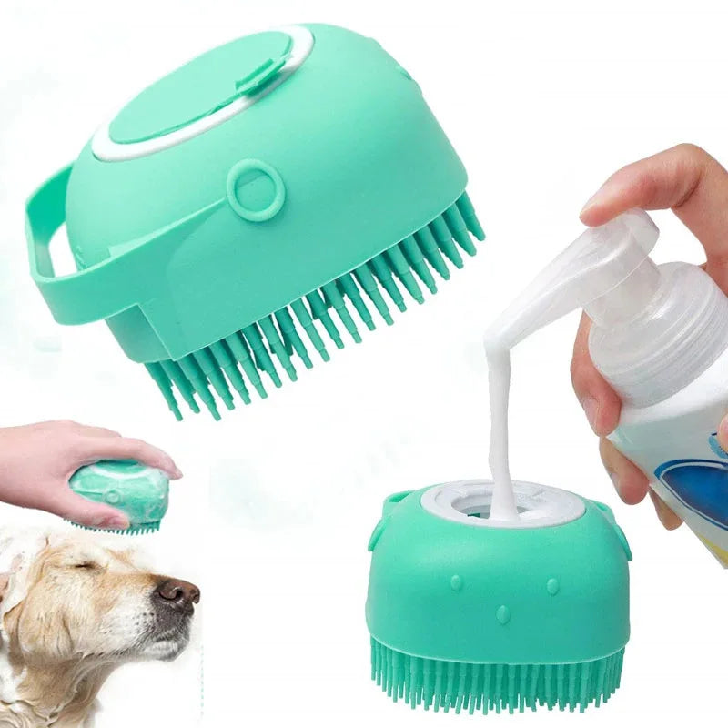 Dog Cat Bath Brush Soft Safe Silicone with Shampoo Box Pet Bathroom Massage Gloves Dog Cat Cleaning Grooming Tools Pet Supplies