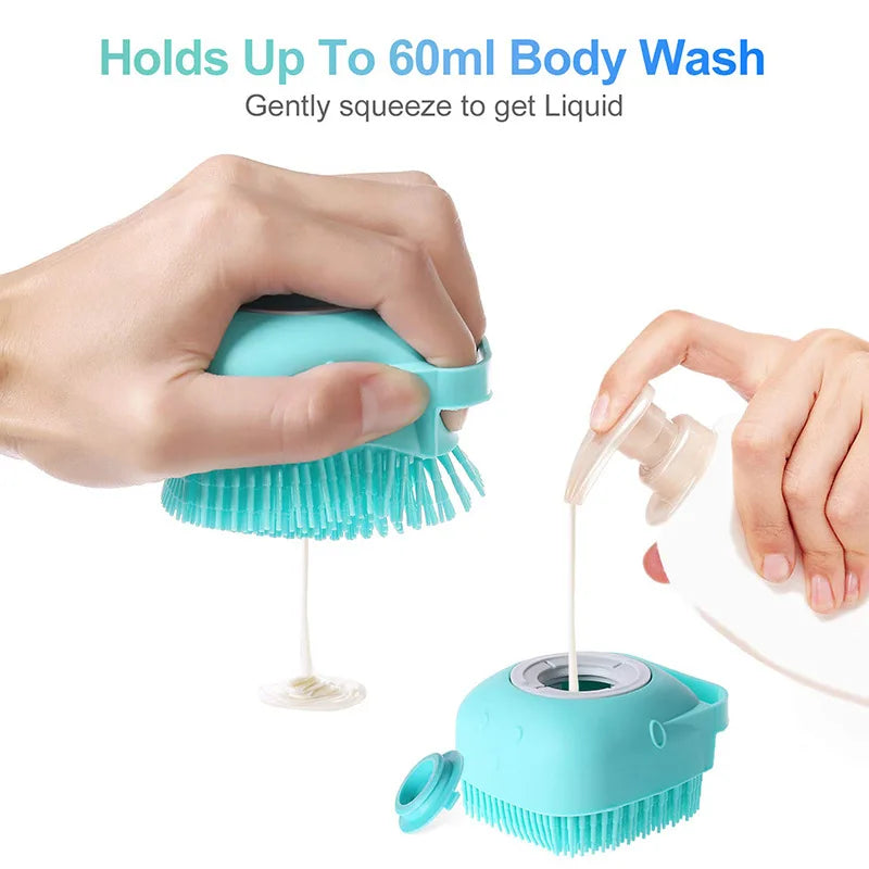 Dog Cat Bath Brush Soft Safe Silicone with Shampoo Box Pet Bathroom Massage Gloves Dog Cat Cleaning Grooming Tools Pet Supplies