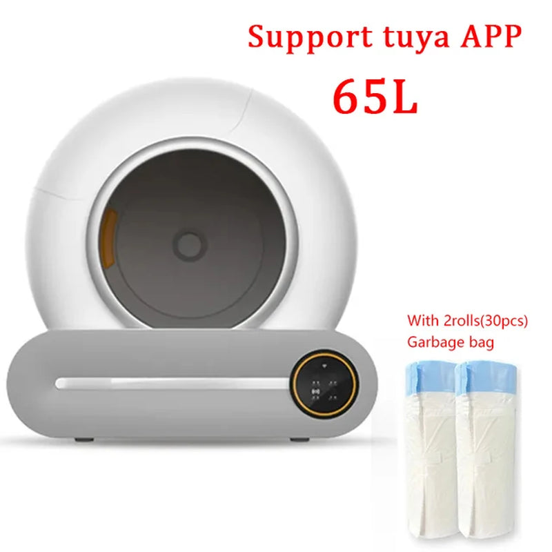 Automatic Cat Toilet Supplies - 65L Self-Cleaning Litter Box for Cats with Tuya APP Control