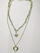 2 Colares e 2 Pingentes Love Dourados em Aço Inoxidável